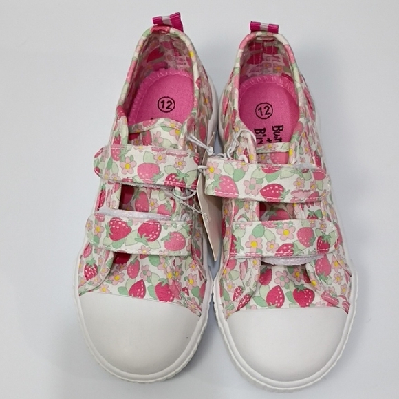Bumble & Birdie Other - BUMBLE & BIRDIE Girl's Strawberry Print Velcro Sneakers - Pink White SIZE 12 NWT